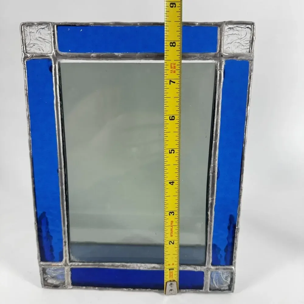 Set Of 2 Blue Stained Glass Geometric Picture 4x6 Frames